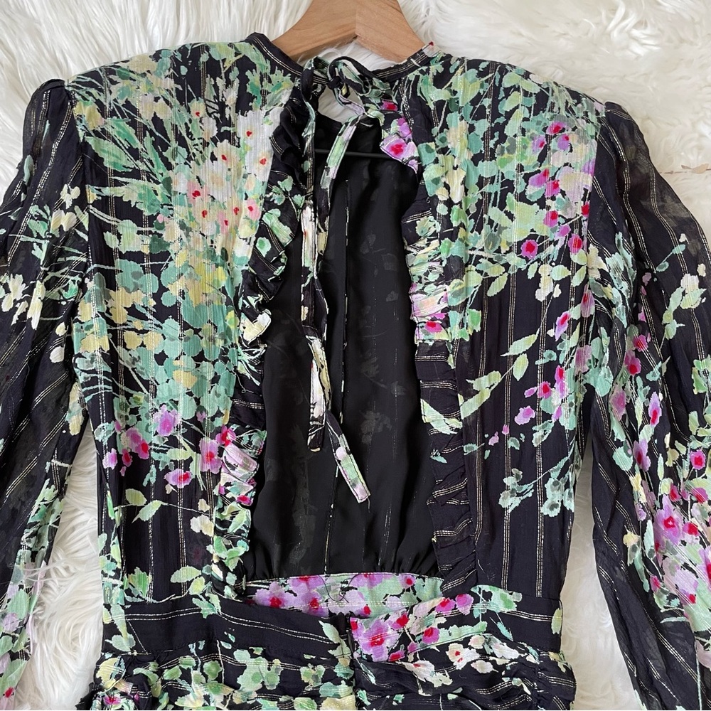 Sabina Musayev Romana Mini Dress Black Floral Small Open Back NWT - Picture 14 of 16